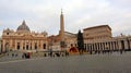 Vatican - Saint Peter square at Christmas with 2022 Nativity sceneÃÂ and Christmas tree in front of St. Peter\'s Basilica Royalty Free Stock Photo